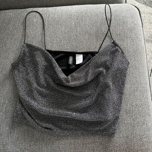 Glittery drop front crop top